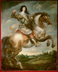 Rytterportræt af Ludvig XIII (1601-1643) Maleri af Claude Deruet (1588-1662) 1600-tallet søn. 3,13 x 2,40 m