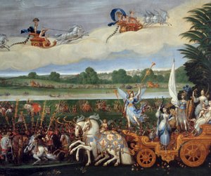 De fire elementer. Jorden (Detaljer til højre). Olie på lærred. Mål: 4,22 x 1,14m. Maleri af Claude Deruet (1588-1662)
