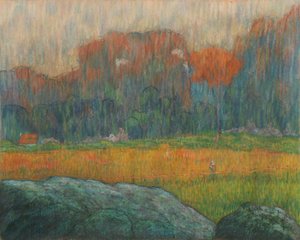 Landskab med Figur og Huse af Claude Emile Schuffenecker