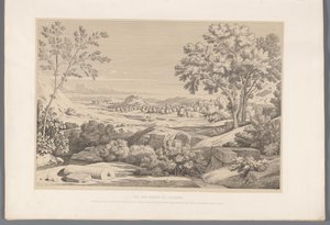 Se over de oever van de rivier Ilisos Udsigt over kanterne af ilissus. (titel på objekt) Udsigt over de mest berømte steder i det antikke Grækenland (...) (serietitel) af Claude Félix Théodore Caruelle d