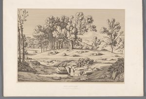 Landschap met gezicht op de berg Pentelikon Mount Pentelic (titel på objekt) Udsigt over de mest berømte steder i det antikke Grækenland (...) (serietitel) af Claude Félix Théodore Caruelle d