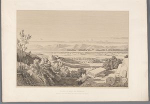 Landschap met zicht op ruiner af Korinth Slette og Korinth-bugten (titel på objektet) Udsigt over de mest berømte steder i det antikke Grækenland (...) (serietitel) af Claude Félix Théodore Caruelle d