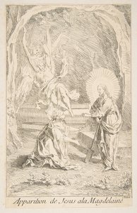 Kristus viser sig for Maria Magdalene.a.n.d. Skaber: Claude Gillot, Jacques Gabriel Huquier. af Claude Gillot, Jacques Gabriel Huquier