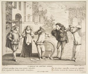 Maitre Andre.n.d.s død. Skaber: Claude Gillot, Jacques Gabriel Huquier. af Claude Gillot, Jacques Gabriel Huquier