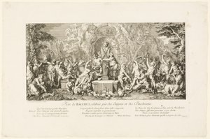 Bacchus-festival fejret af satyrer og bacchanter af Claude Gillot