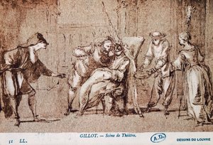 Teaterforestilling, tegning af Claude Gillot (1673-1722). Frankrig af Claude Gillot