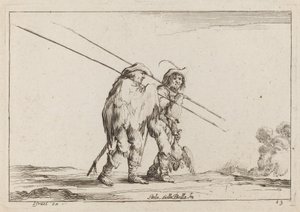To Pikemen rejser til fods af Claude Goyrand after Stefano Della Bella