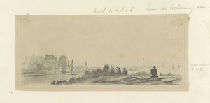 Landskab med kanal, lystfiskere og mælkemand Recueil de quatre-vingt-cinq estampes originales (serietitel) af Claude Henri Watelet (possibly)