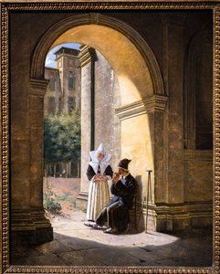 En soldat plejes af en nonne i et kloster af Claude Jacquand