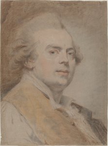Selvportræt, ca. 1780 (rødt og sort kridt og pastel på papir) af Claude Jean Baptiste Hoin