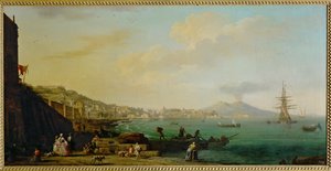 En udsigt over Napoli og Vesuv ... af Claude Joseph Vernet