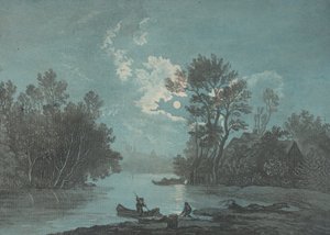 Fishermen by Moonlight, ca. 1750-1800. af Claude Joseph Vernet