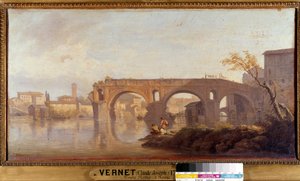 Le Ponte Rotto et Rom-maleri af Joseph Vernet (1714-1789) 1700-tallet søn. 0,4x0,77 m . af Claude Joseph Vernet