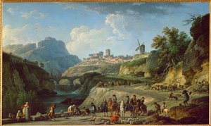 Anlæggelsen af en vigtig handelsrute under Ludvig XVI ... af Claude Joseph Vernet