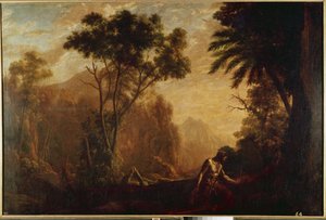 Landskab med Sankt Onuphrius (olie på lærred, ca. 1638) af Claude Lorrain