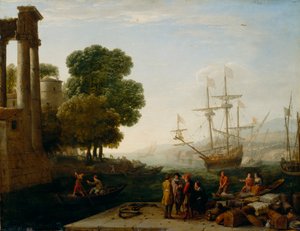 En havneby ved solnedgang af Claude Lorrain