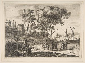 Kystscene med en kunstner, ca. 1638-41. af Claude Lorrain