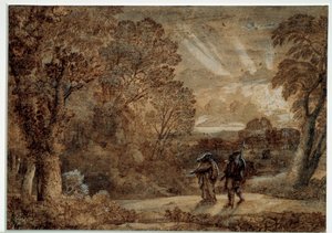 Aeneas og cumae sibylle. Tegning af Claude Gellee sagde Le Lorrain (1600-1682) af Claude Lorrain