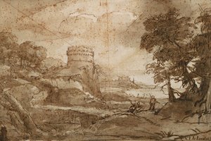 Landskab med Rundetårn og bugt af Claude Lorrain