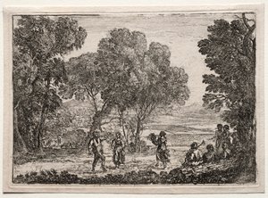 Landskab med en lille tallerken med countrydans, ca. 1637. af Claude Lorrain