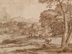 Landskab med en flok hjorte, 1666 af Claude Lorrain