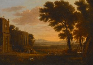 Landskab med Fader til Psyke, der ofrer ved Milesian Temple of Apollo af Claude Lorrain