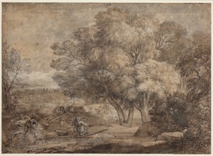 Landskab med Narcissus og Ekko af Claude Lorrain