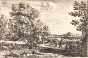 Rebecca og Eliezer (træbroen) af Claude Lorrain