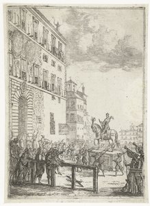 Rytterstatue af kejseren af ​​Det Hellige Romerske Rige Le Statue equestre du roi des romains Fyrværkeri og festligheder i anledning af den nyvalgte kejser af Det Hellige Romerske Rige (serietitel) af Claude Lorrain