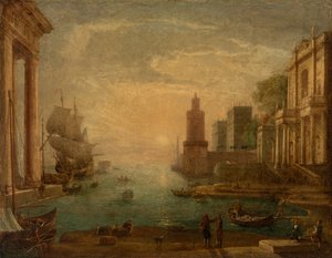 Havn med Ulysses, der restituerer Chryseis til hendes far Chryses af Claude Lorrain
