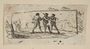 Studie med Brigands undersektion, ca. 1633. af Claude Lorrain