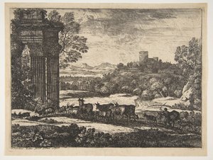 Flokken vender tilbage i stormfuldt vejr, ca. 1650-51. af Claude Lorrain