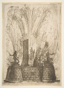 Rundetårn bristede for at afsløre statuen af romernes konge, 1637. af Claude Lorrain