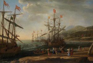 De trojanske kvinder sætter ild til deres flåde, ca. 1643. af Claude Lorrain