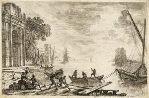 Havnescene med opgående sol, 1634 af Claude Lorrain