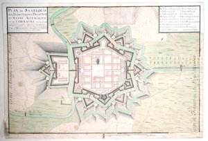 Atlas 131 E Plan of Saarlouis, fra Traite de Fortifications (pen & blæk og wc på papir)