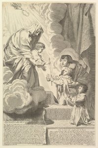 Anne af Østrig med den unge Ludvig XIV og Monsieur før Jomfruen og Barnet Anne dAutr.... af Claude Mellan