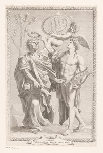 Apollo kroner Publius Vergilius Maro Titelside for: Publius Virgilius Maro, Publius Virgilius Maronis Opera, 1641 af Claude Mellan