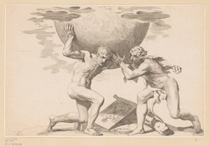 Atlas giver himmelsfæren til Hercules af Claude Mellan
