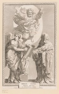 Gud med personificering af historie og profeti Titelside for: Biblia Sacra, 1642 af Claude Mellan