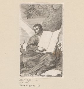 Sankt Augustin sidder ved foden af ​​et træ Titelside for: Les Confessions de Saint Augustin, 1639 af Claude Mellan