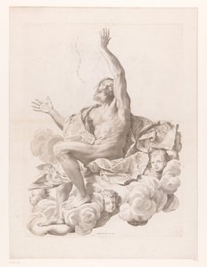 St. Paul på sky omgivet af keruber af Claude Mellan