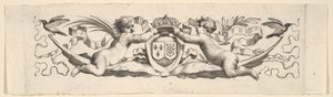 Pandebånd: To spædbørn med armene fra Frankrig og Navarra. af Claude Mellan