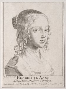 Henriette-Marie dAngleterre, hertuginde dOrleans. af Claude Mellan