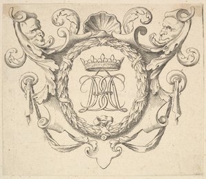 Monogram kronet. af Claude Mellan
