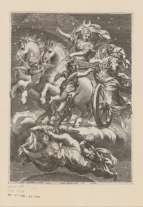 Personificering af månen på hendes vogn Titelside for: Giovanni Battista Ferrari, De Florum cultura libri IV, 1633
