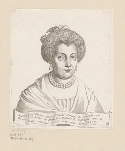 Portræt af Agathe de Chatillon af Claude Mellan