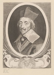 Portræt af Armand-Jean du Plessis, kardinal de Richelieu af Claude Mellan