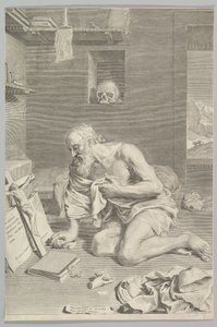 Sankt Jerome beder i sin celle Sankt Jerome Penitent, 1665. af Claude Mellan