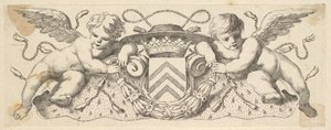 To keruber med kardinal Richelieus våben, før 1642. af Claude Mellan